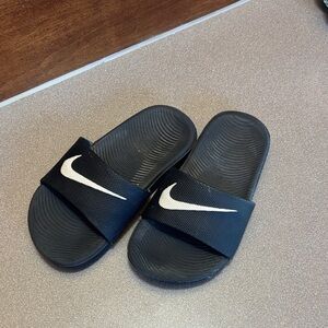 Nike Black Slides with White Logo